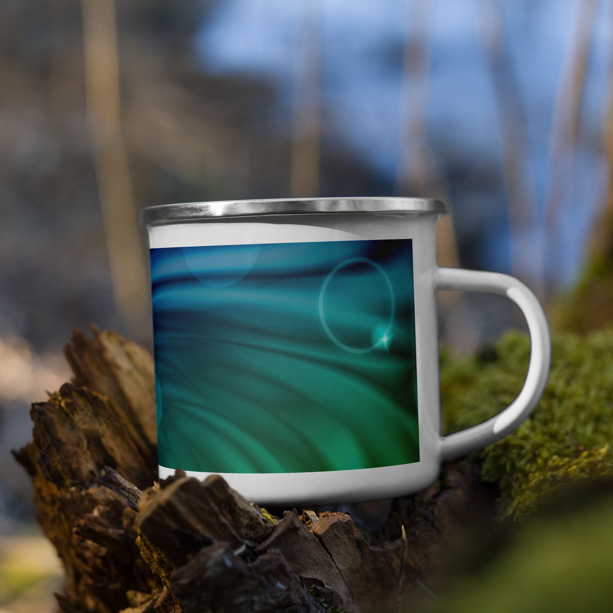 Coffe Mug | Enamel | Water-like Fresh Swirl (ID-007)