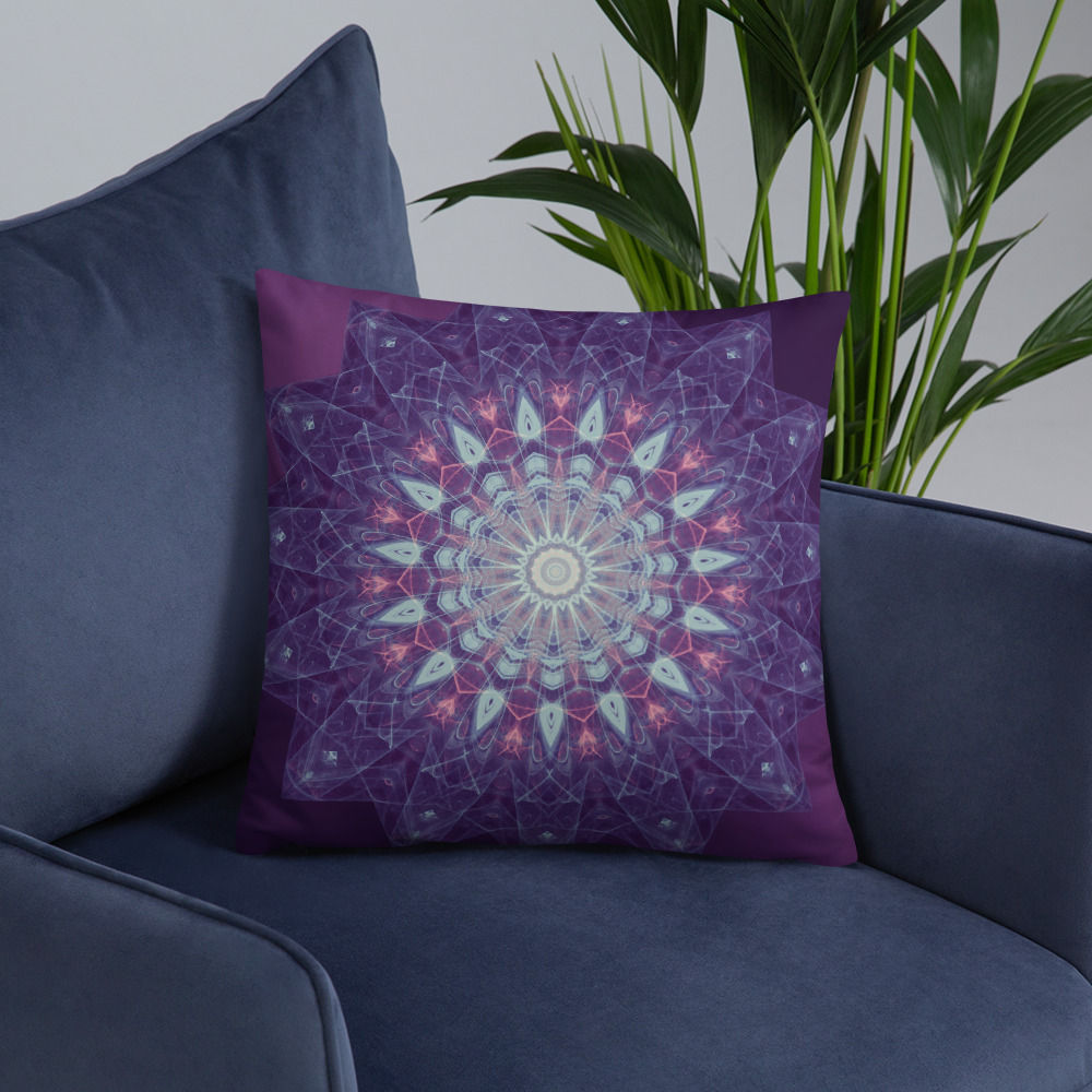 Basic Pillow | Abstract Mandala, Thin Lines Purple Elegant (ID-193)
