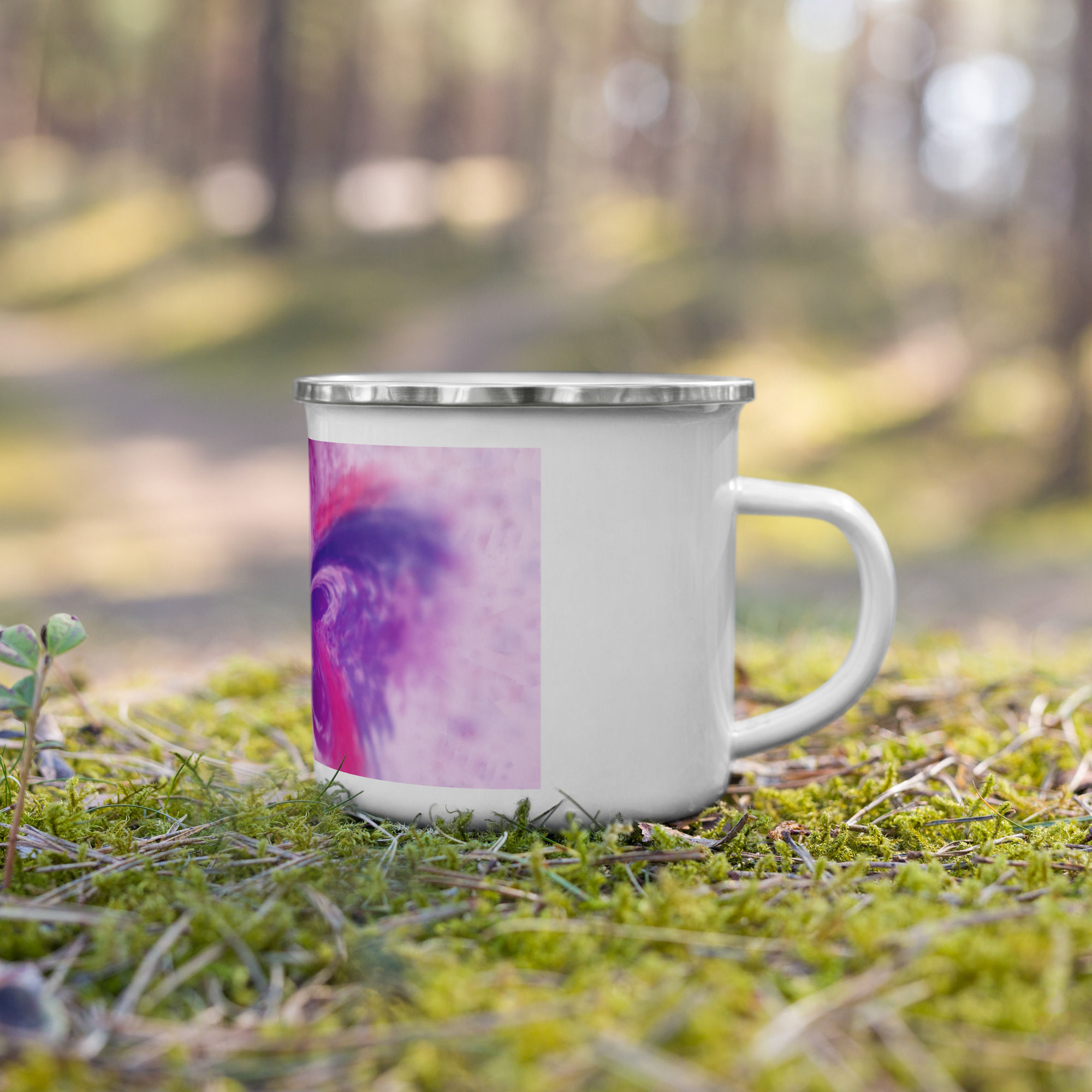 Coffee Mug | Enamel | Abstract Shape, Splash Blue Magenta Mix (ID-008)
