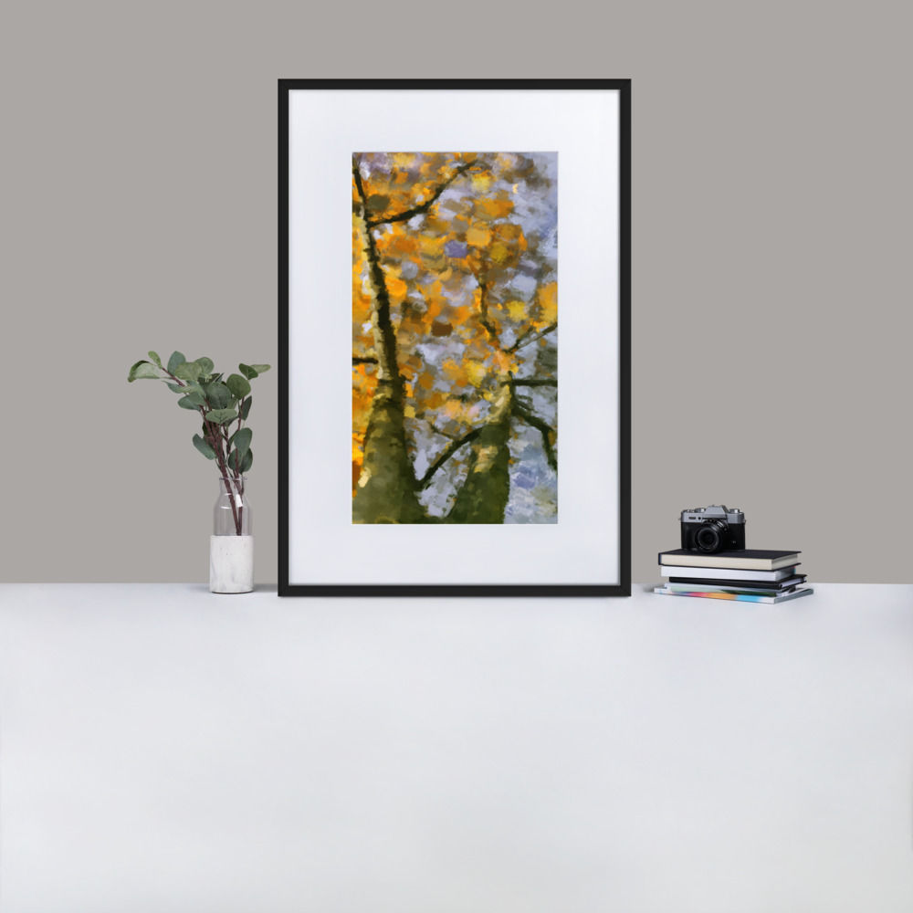 Framed Poster | Matte Paper With Mat | Digital Paint, Twin Tree Yellow (ID-188)