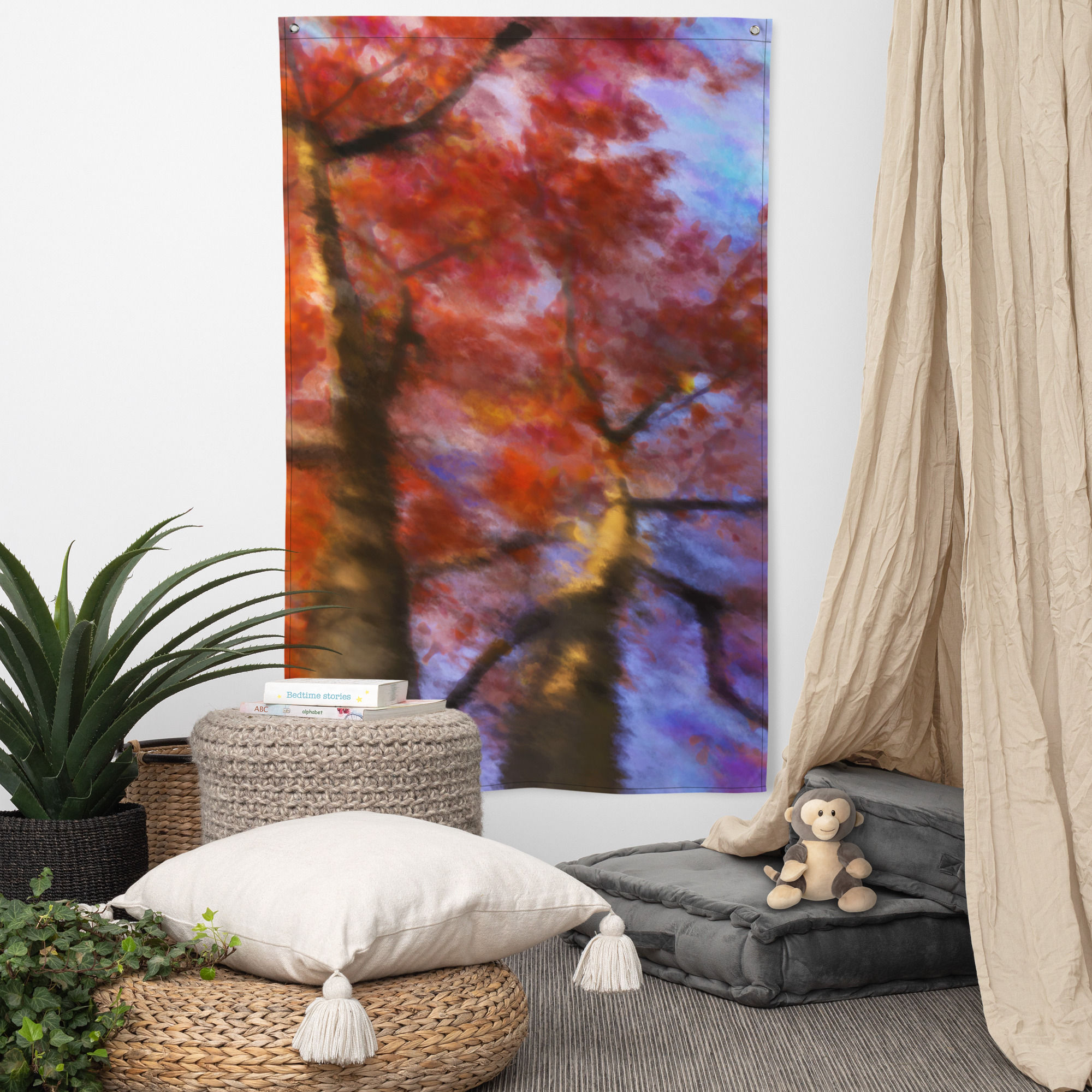 Flag | Digital Paint, Red Tree Late Autumn (ID-189)