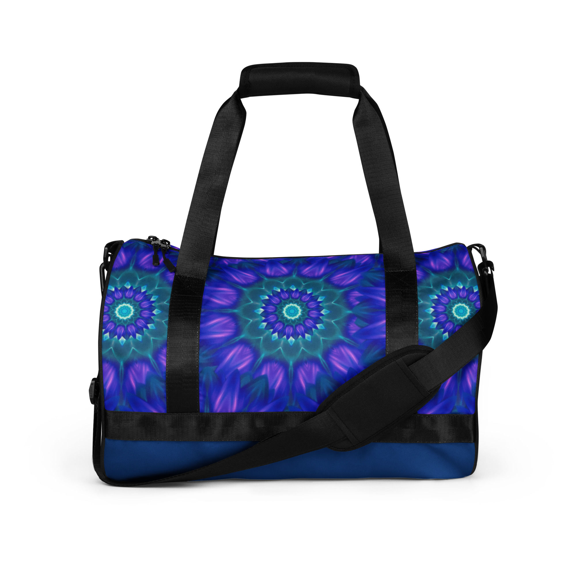 Gym Bag | All-Over Print | Abstract Mandala, Blue Petals Sunflower (ID-179)