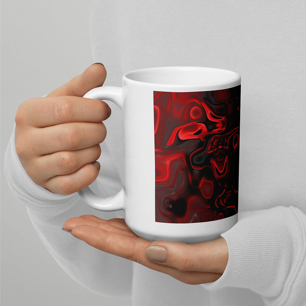 Thumbnail: Coffee Mug | White Glossy | Abstract Pattern, Red Shades Shiny Stone (ID-087)