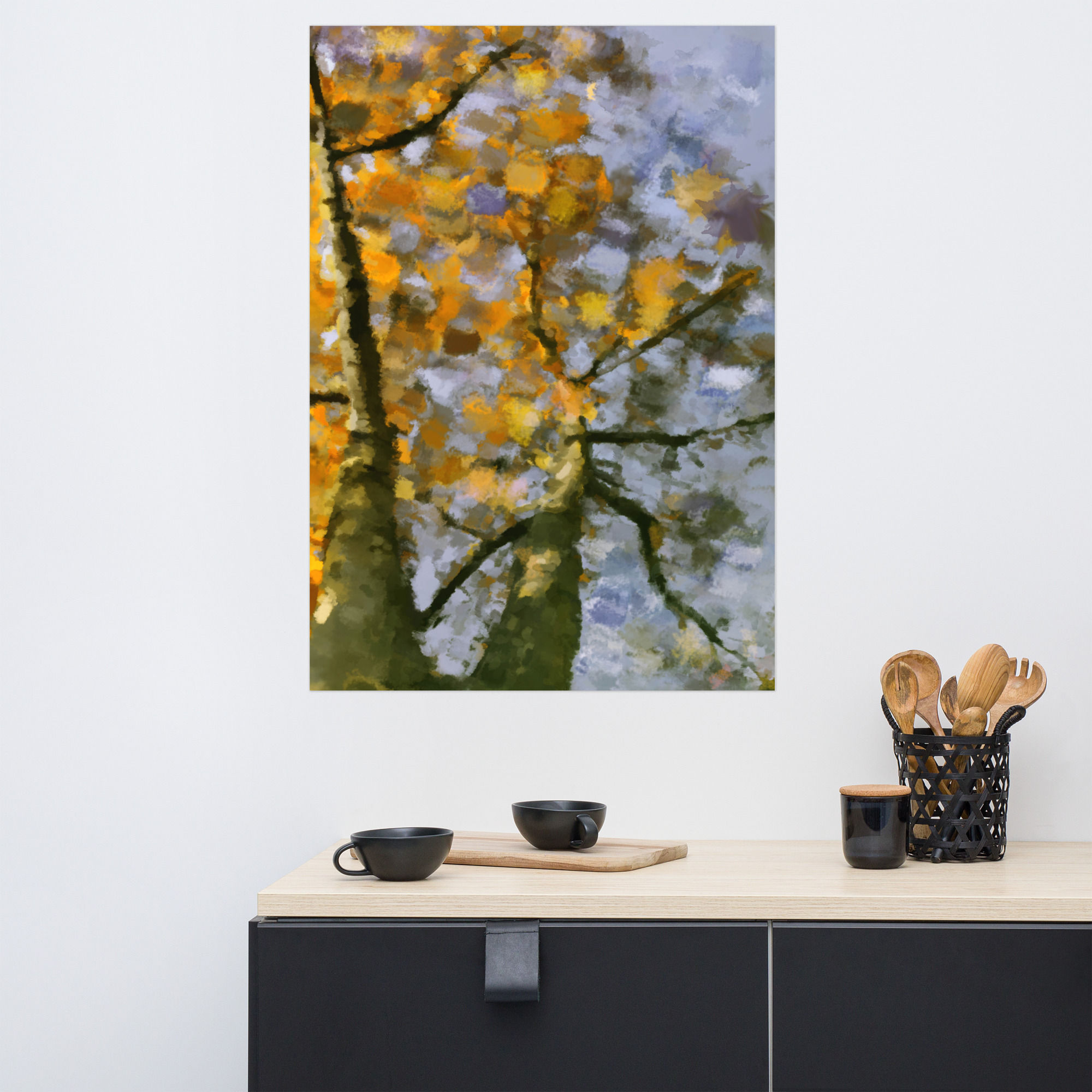 Poster | Enhanced Matte Paper | Digital Paint, Twin Tree Yellow Autumn (ID-188)