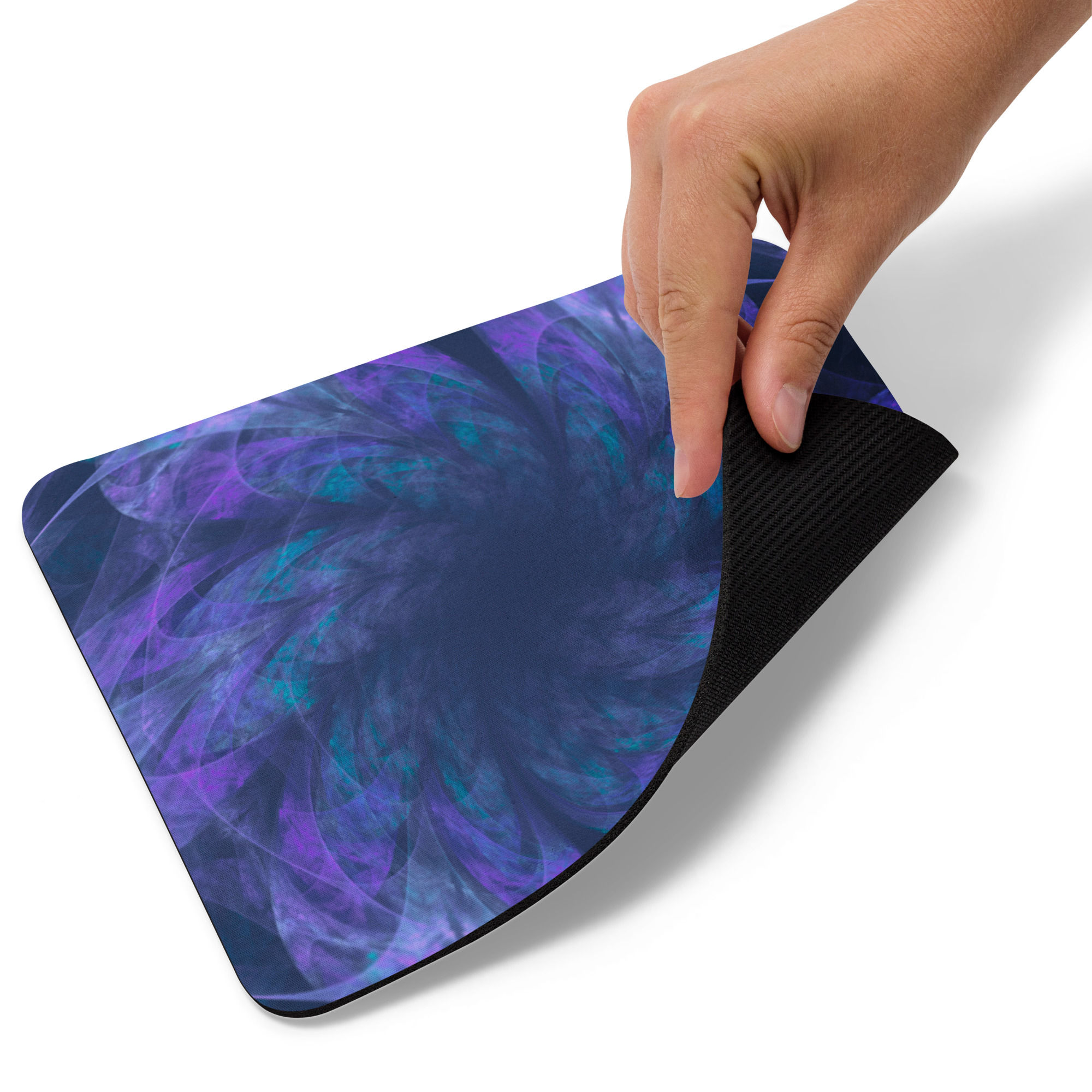 Mouse Pad | Abstract Fractal, Blue Violet Thin Petals (ID-071)