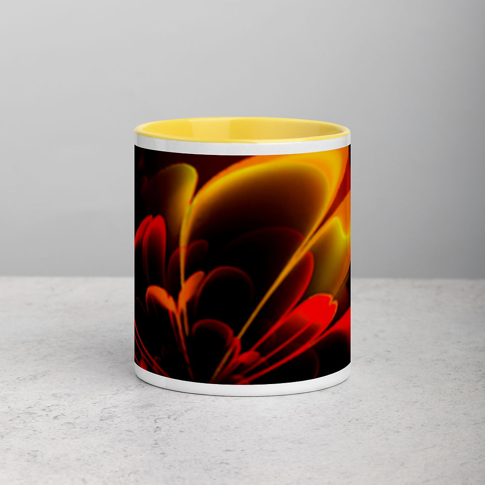 Thumbnail: Coffee Mug | Color Inside | Abstract Fractal, Red Yellow  Petals (ID-016)