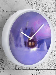 Wall Clock | Digital Paint, Blue Winter Mountains (ID-190)