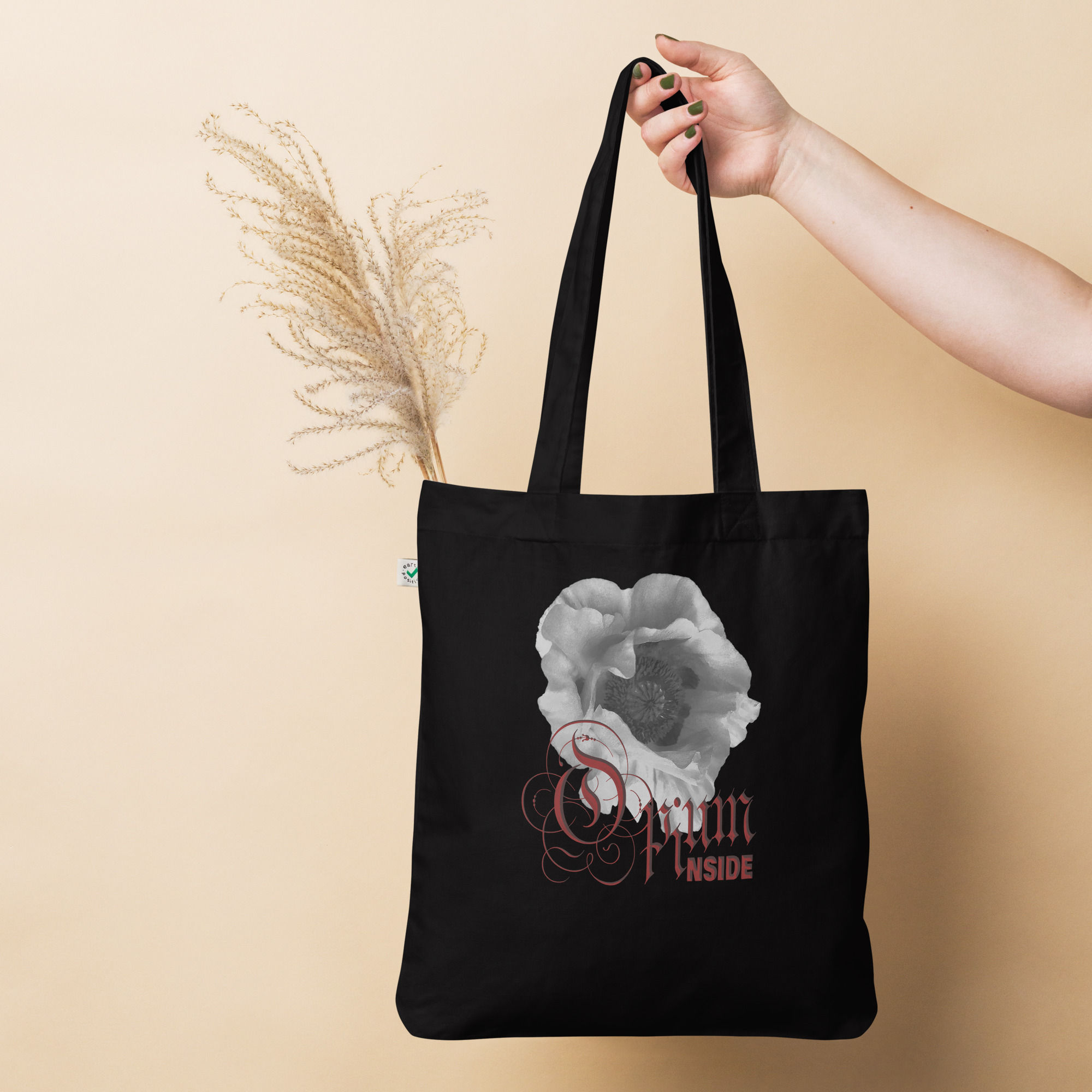 Tote Bag | Organic Fashion | Photo Edit Grey Poppy Opium Inside (ID-135)