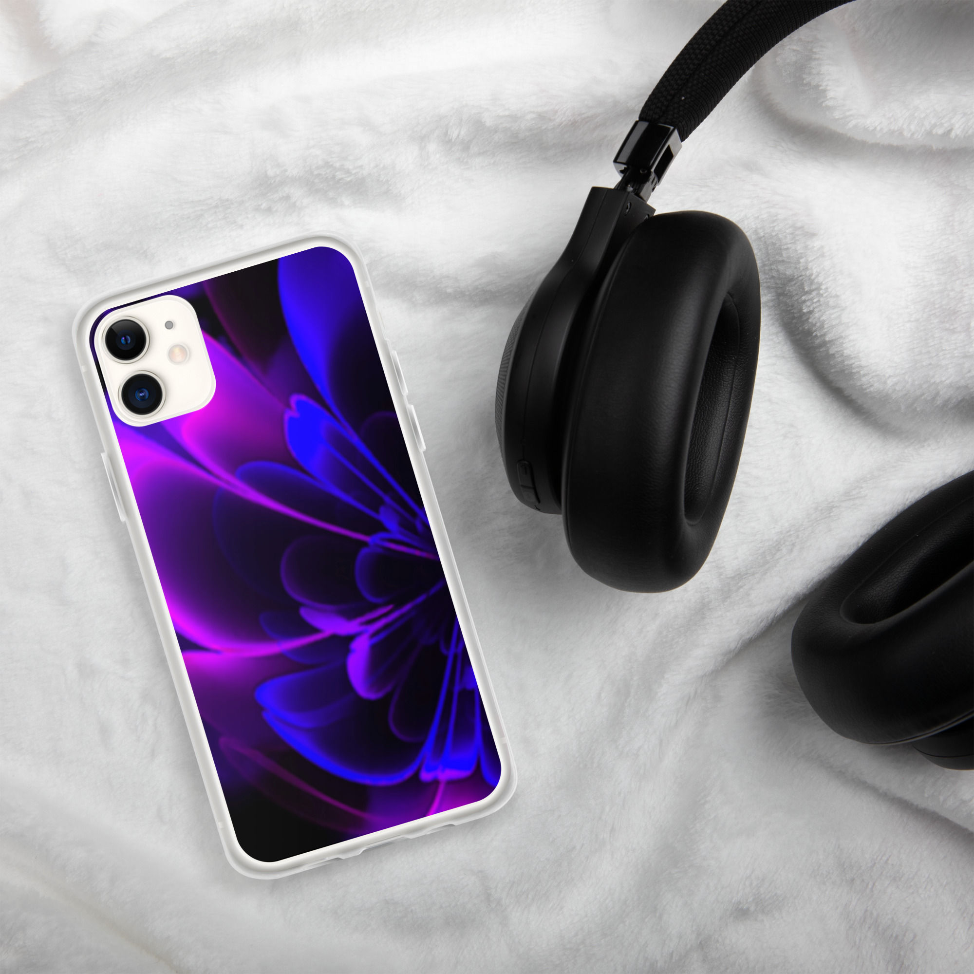 iPhone Case | Abstract Fractal, Indigo Violet Stylized Petals (ID-017)