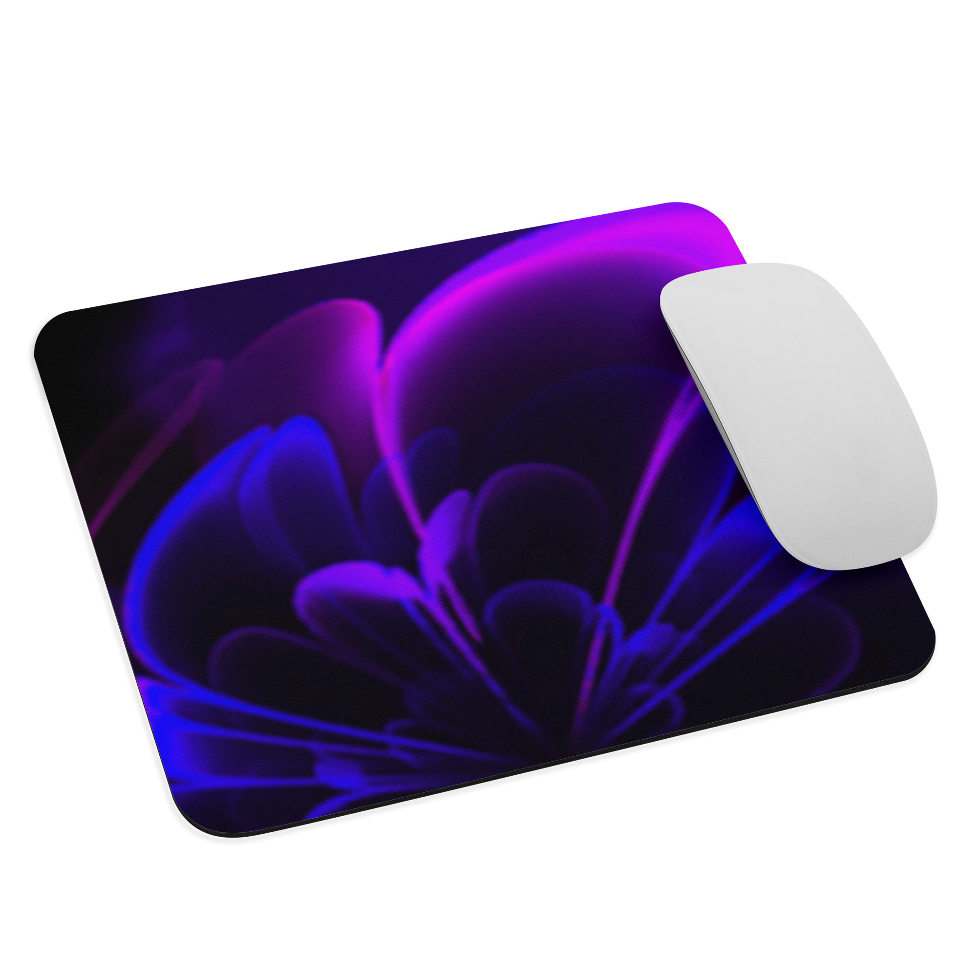 Mouse Pad | Abstract Fractal, Indigo Violet Stylized Petals (ID-017)