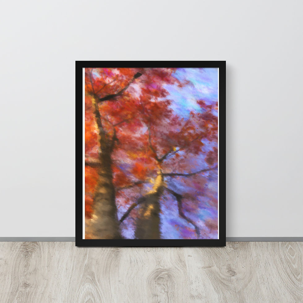 Thumbnail: Framed Poster | Photo Paper | Digital Paint, Red Tree Late Autumn (ID-189)
