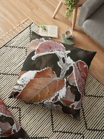 Floor Pillow | Photo Edit, Frozen Branch Brown Leaves (ID-073)