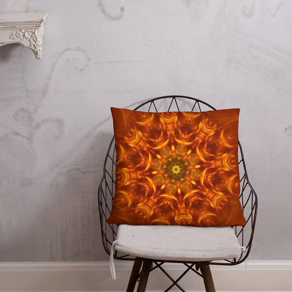 Thumbnail: Basic Pillow | Abstract Mandala, Warm Orange Twisted (ID-098)