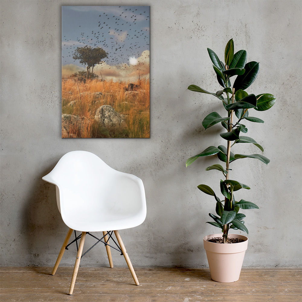 Canvas Print | Photo Edit, Tree & Yellow Grass of Greece (ID-046)