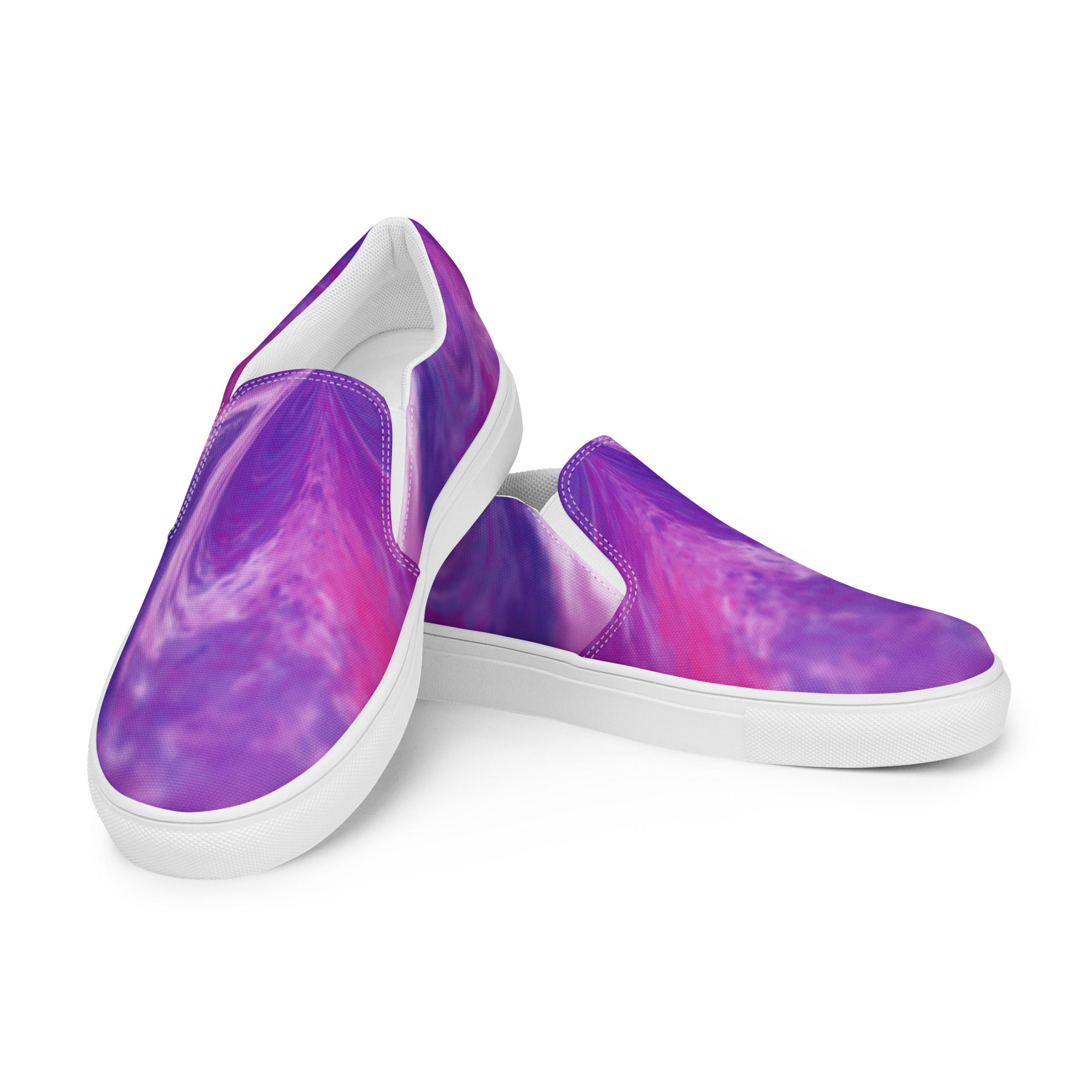 Women’s Shoes | Slip-on Canvas | Abstract Shape, Splash Blue Magenta (ID-008)