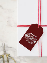 Gift Tag | Letter Art, Holiday Wishes White On Red (ID-144)