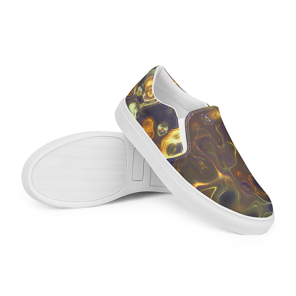 Thumbnail: Women’s Shoes | Slip-on Canvas | Abstract Pattern, Purple Yellow Stone (ID-086)