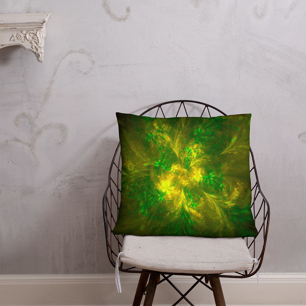 Thumbnail: Basic Pillow | Abstract Pattern, Chaotic Mix Green Yellow (ID-013)