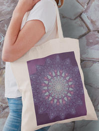 All over print tote bag, abstract design. Original mandala purple star (ID-193)