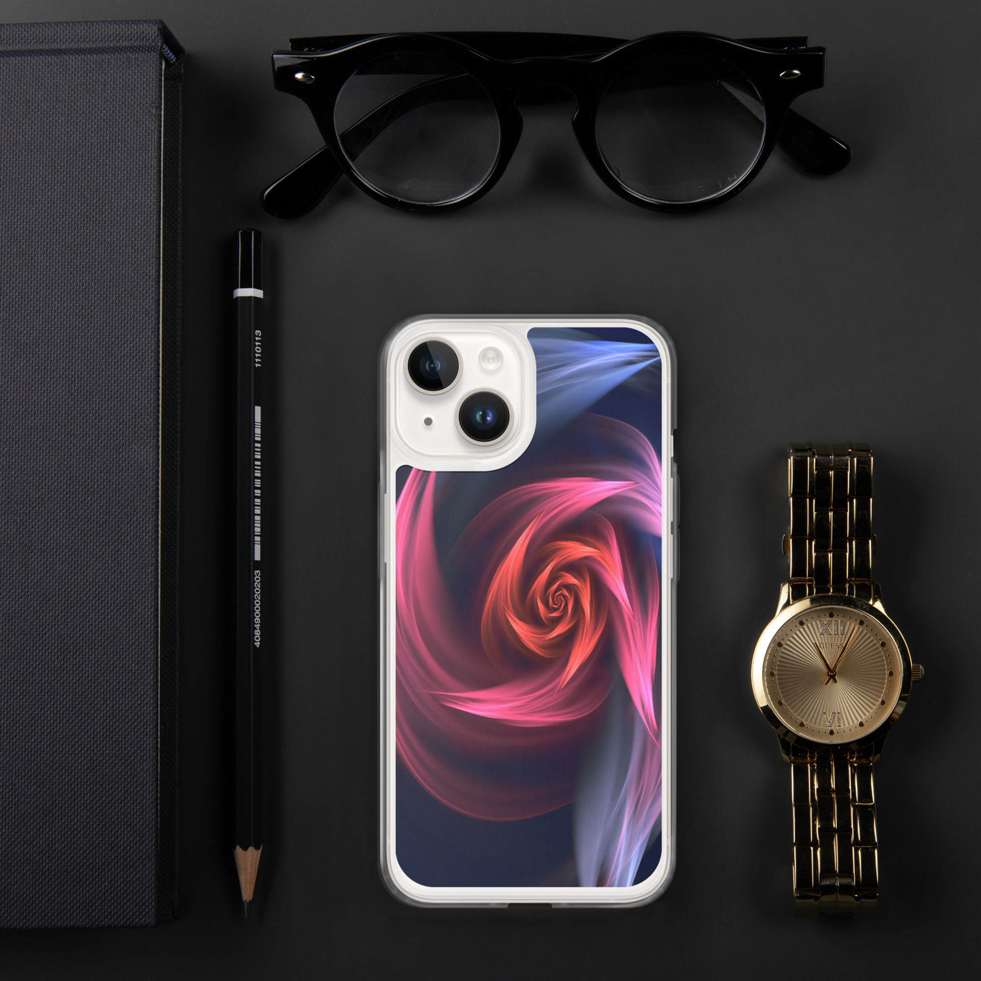 iPhone Case | Abstract Fractal, Red & Blue Vortex (ID-002)