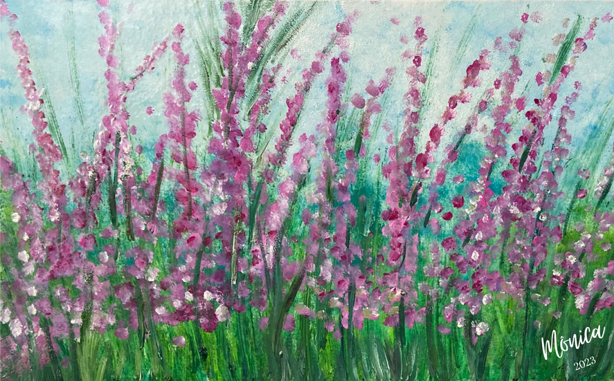 Pintura à óleo de lavandário em papel