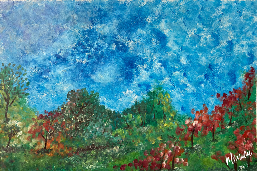 Pintura à óleo de paisagem em papel