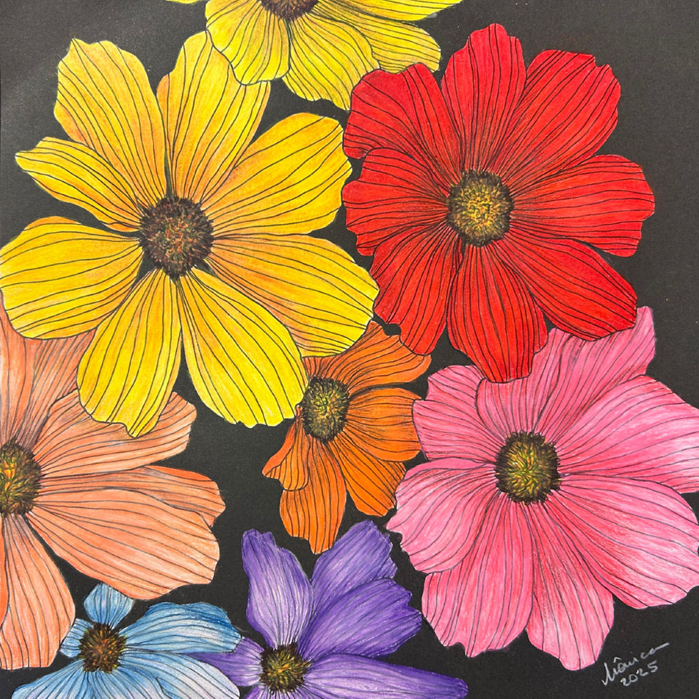 A intensidade das flores - pintura com lápis de cor. Livro de colorir Bloom (Alli Koch).