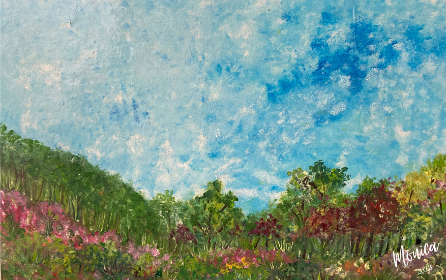 Pintura à óleo de paisagem em papel