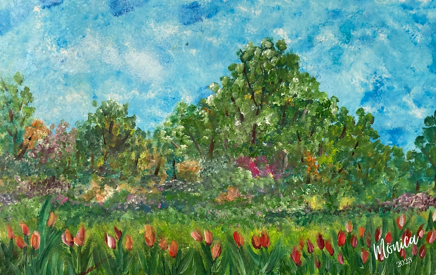 Pintura à óleo de paisagem em papel