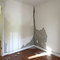 Visible moisture damage in a home interi