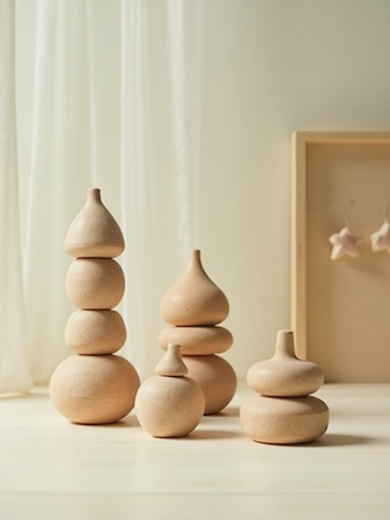 High quality wooden stacking toys showing a focus on safe materials and professional design.