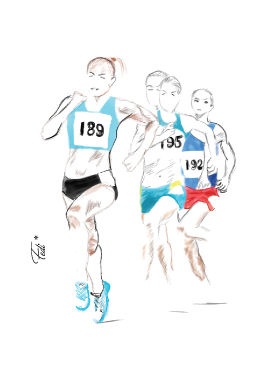 Illustration of runners in a long distance race.