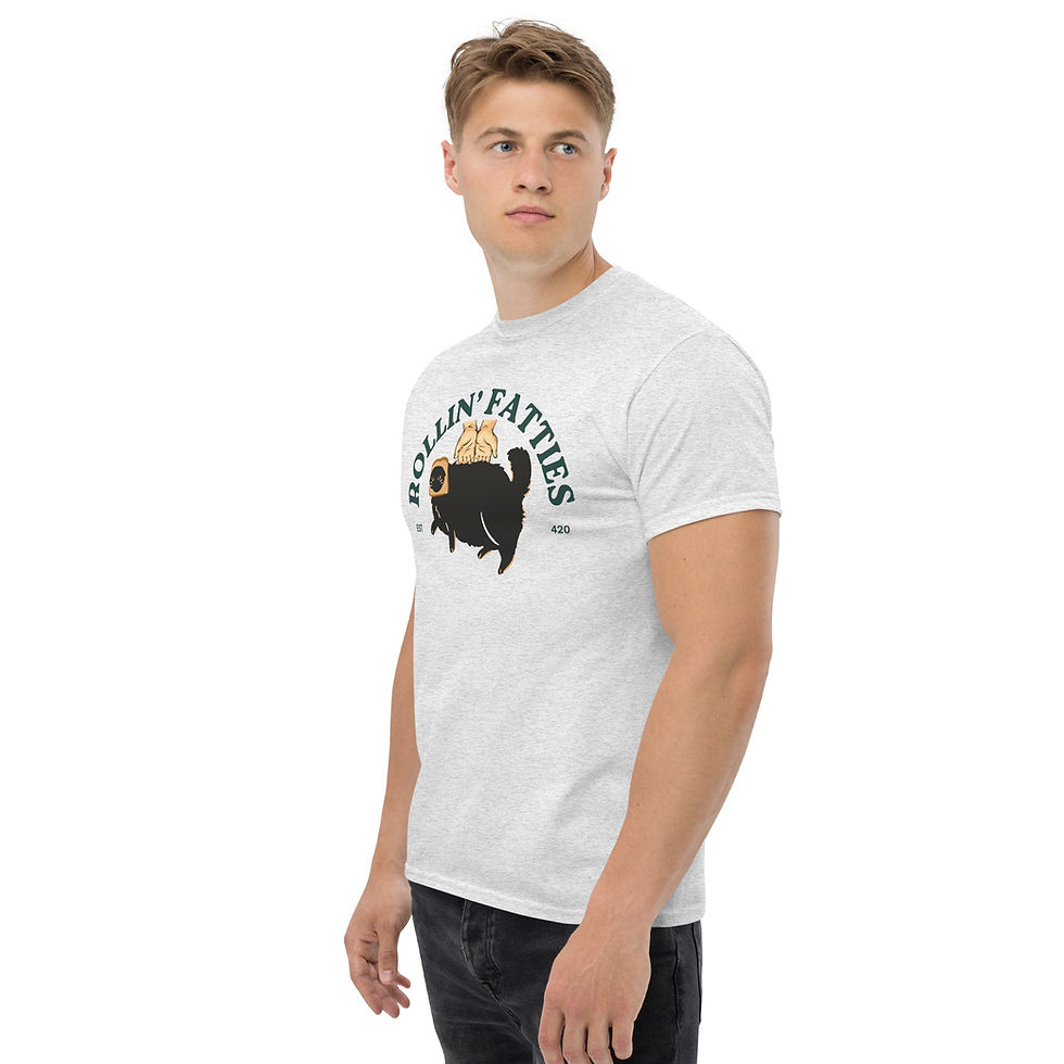 Thumbnail: Rollin’ Fatties T-Shirt – Chubby Cats, Laid-Back Vibes