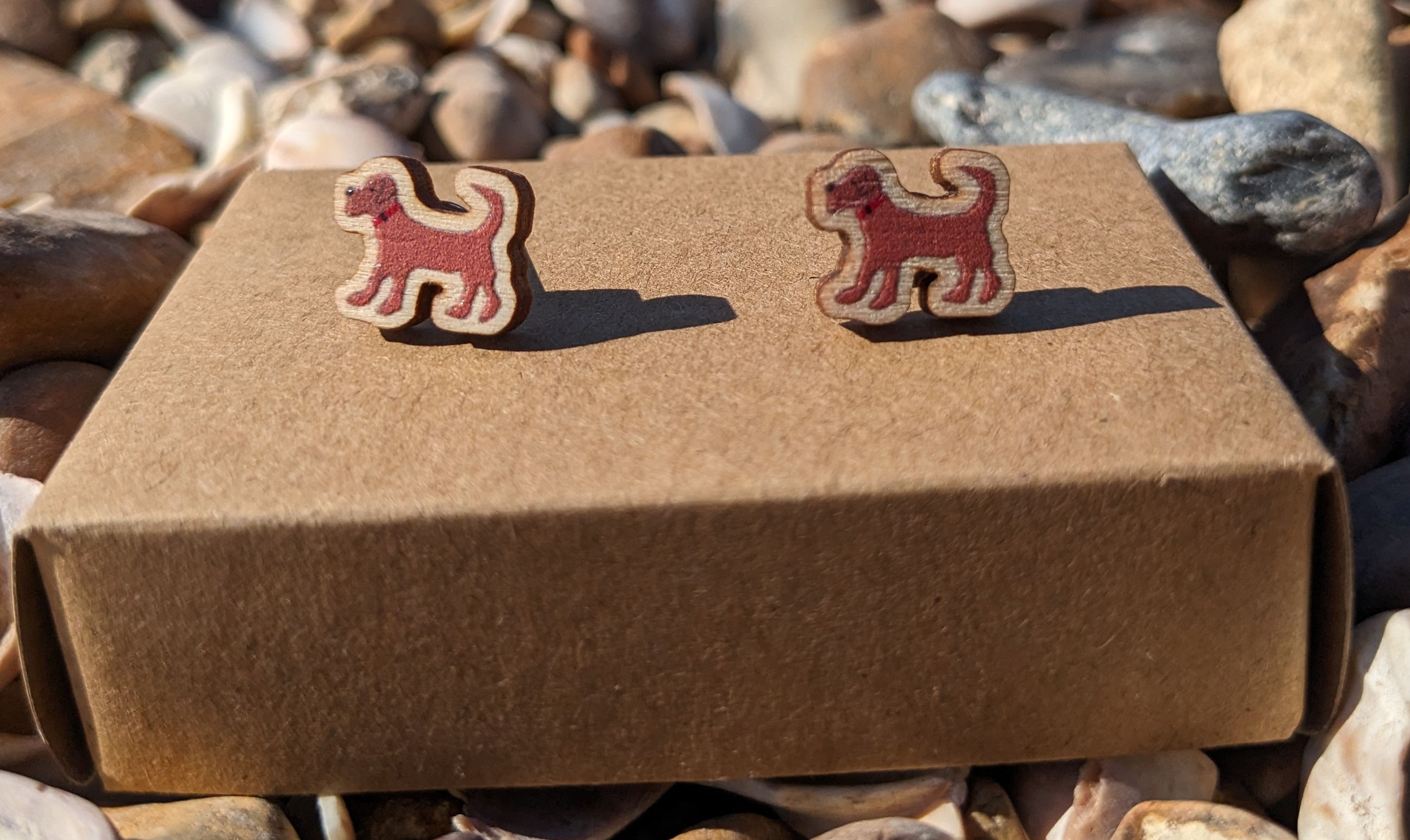 Terrier Dog wooden stud earrings 