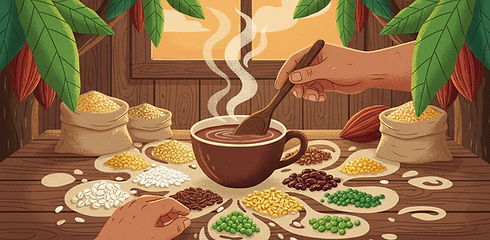 Firefly_Gemini Flash_Textured flat illustration of traditional Colombian chucula preparation scene. Center 341393.png