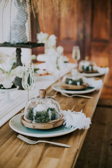 An elevated and modern Easter brunch table setting