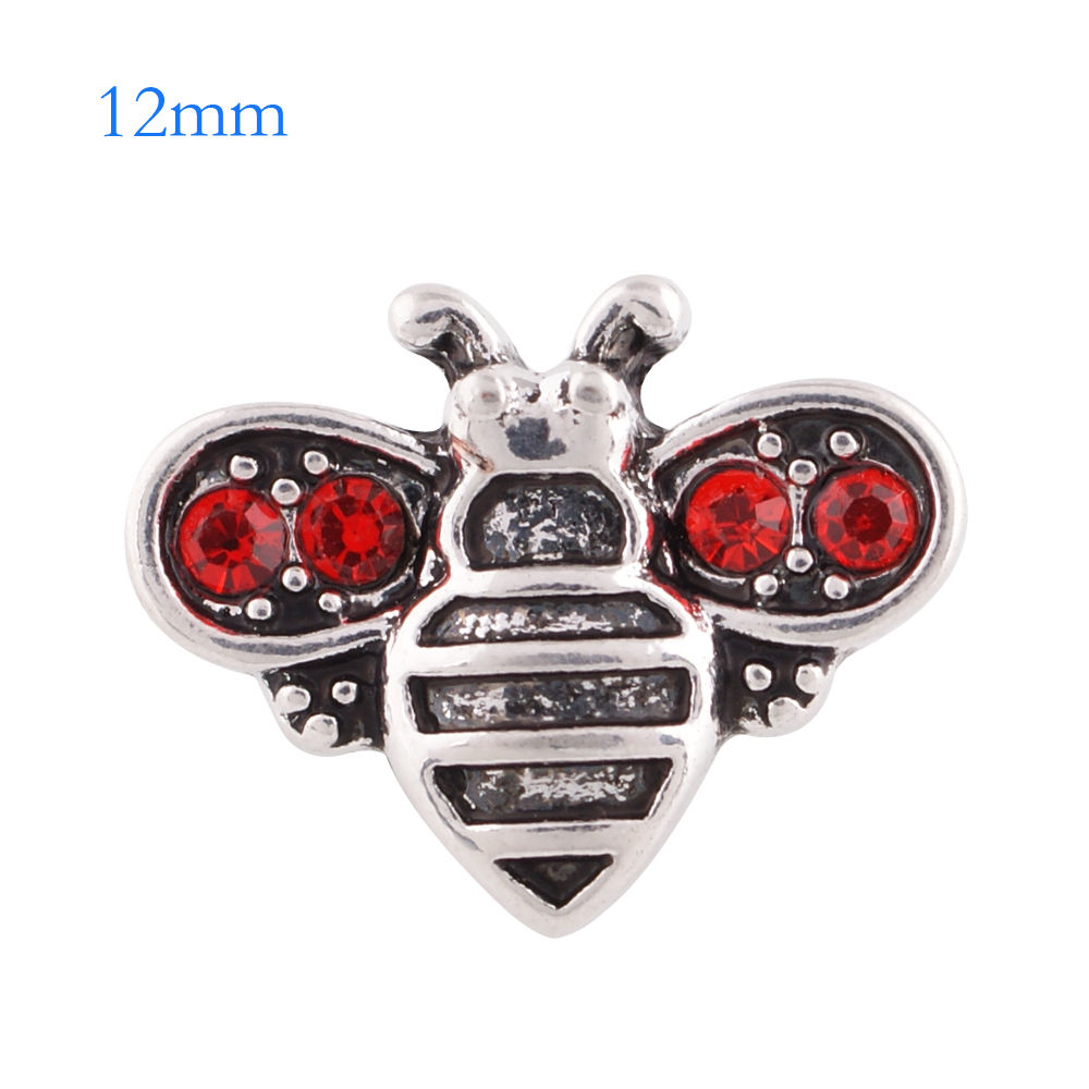 12mm Antique Bee w/Red Wings Snap (12-6174P)