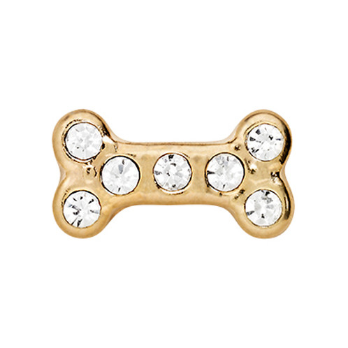 Origami Owl Gold Crystal Dog Bone Charm