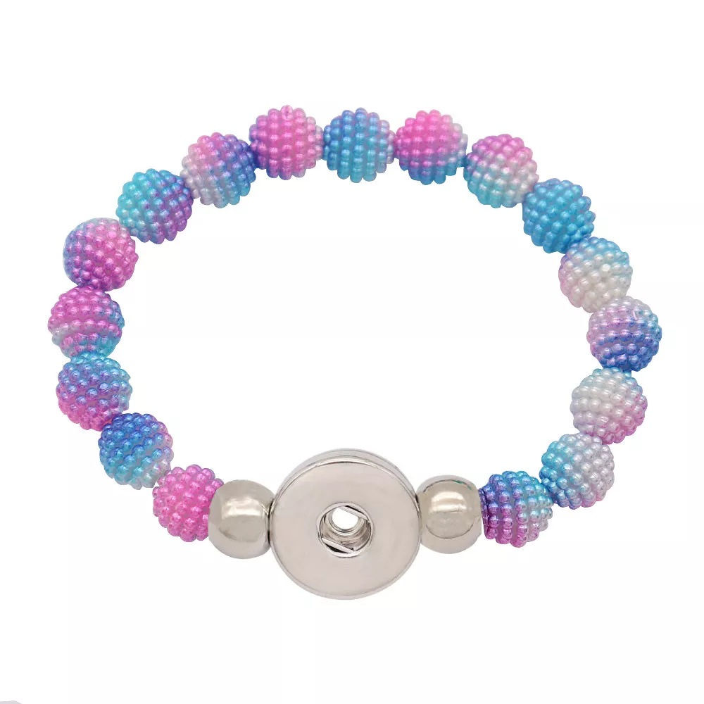 18mm/20mm Pink/Turquoise/White/Purp Beaded Elastic Bracelet (1820-0366-6-CO-E1)
