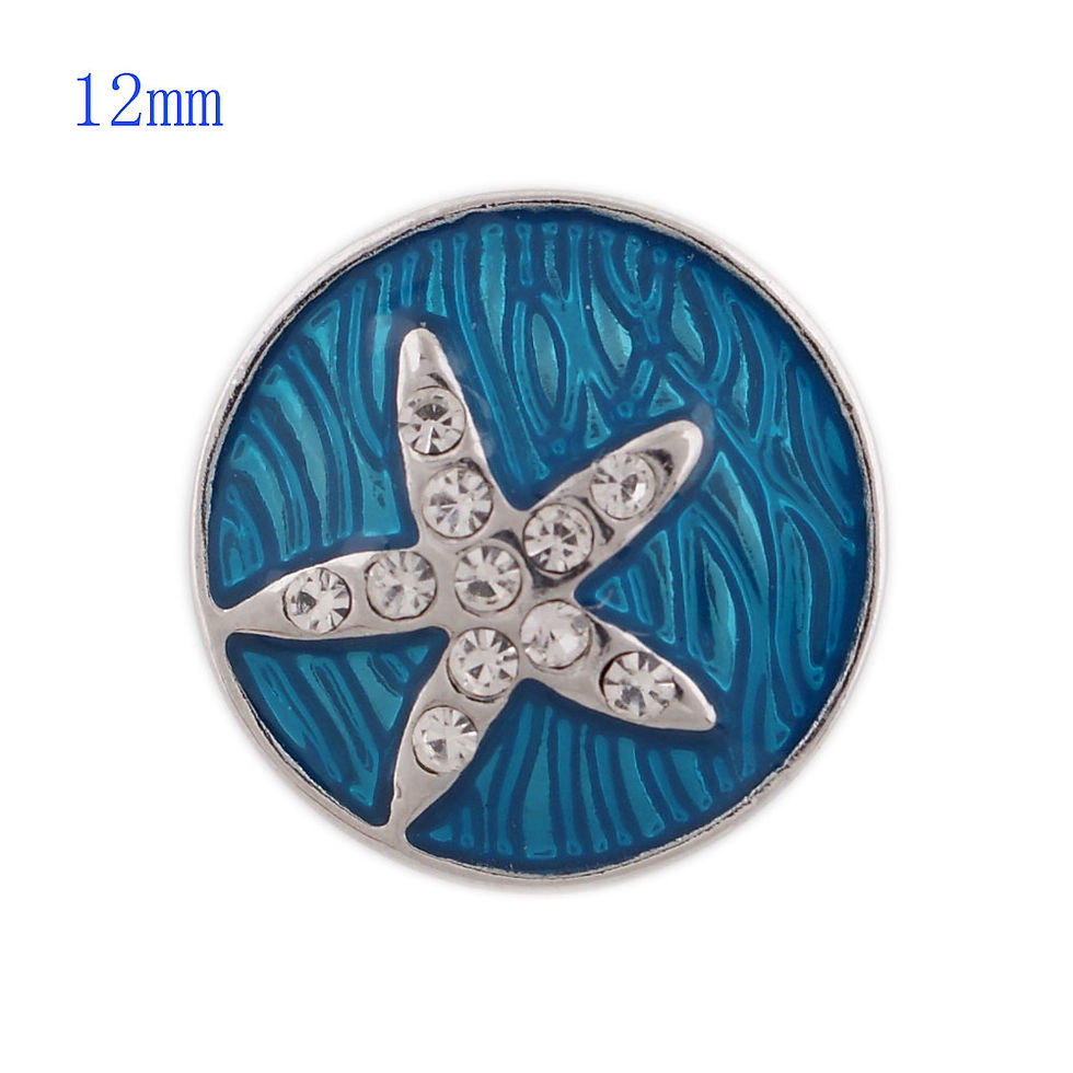12mm Starfish w/Turquoise Background Snap (12-5135)