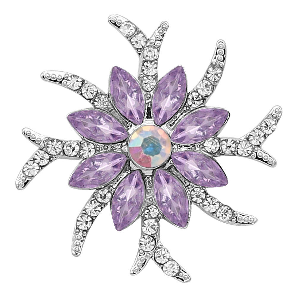 18mm/20mm Lavender Flower w/ Crystal Sprays Snap (1820-9348C)