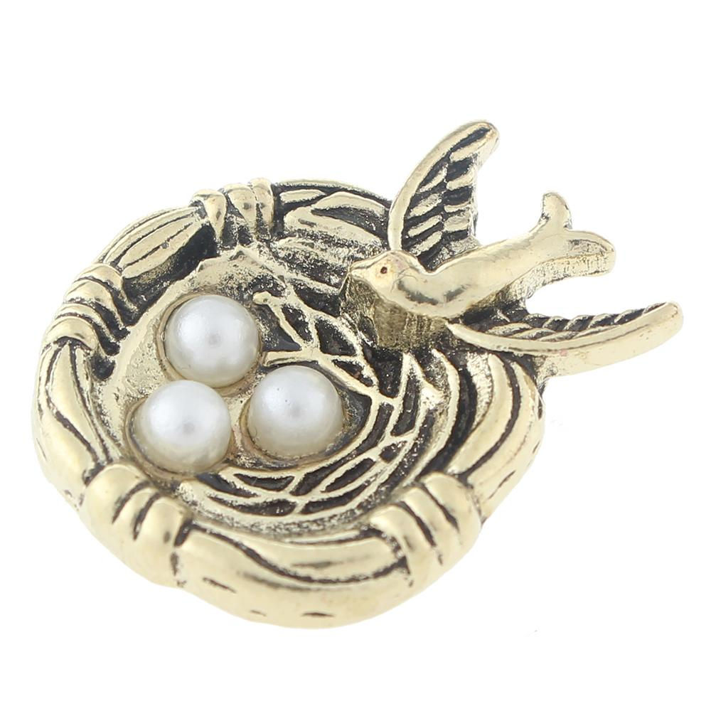 18mm/20mm Gold Bird's Nest of Pearl Eggs Snap (1820~5828-E3)