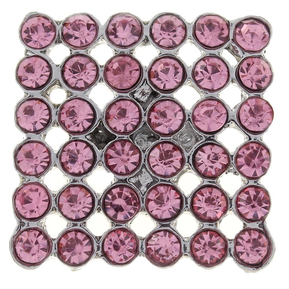 18mm/20mm Square Multi Pink Rhinestone Snap (1820-8261J)