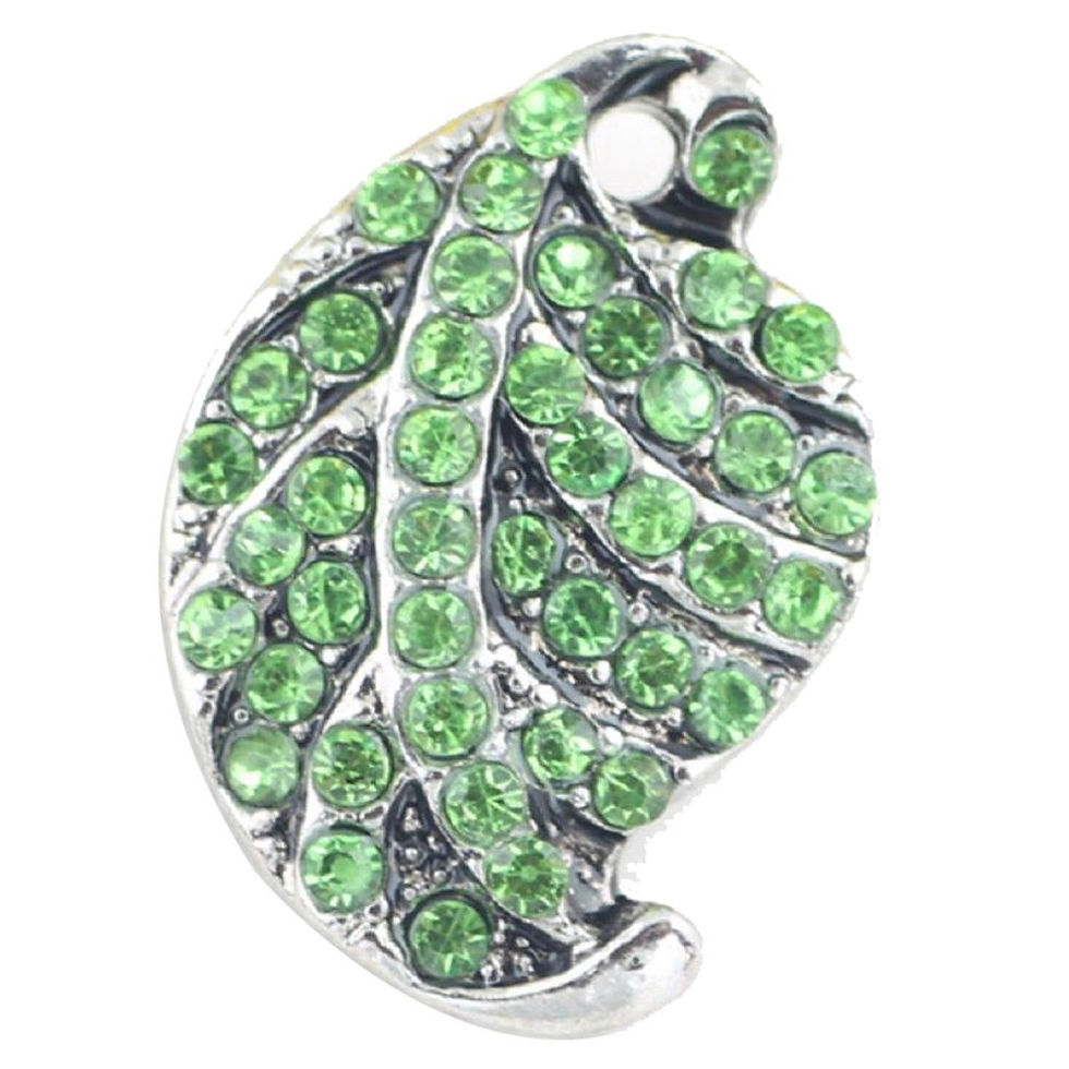 18mm/20mm Green Rhinestone Leaf Snap (1820-8352J)