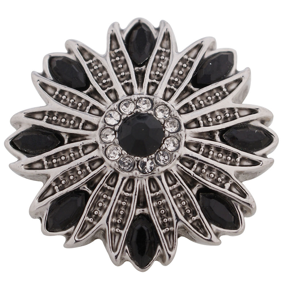 18mm/20mm Black Rhinestone Sunflower Snap (1820-5405C)