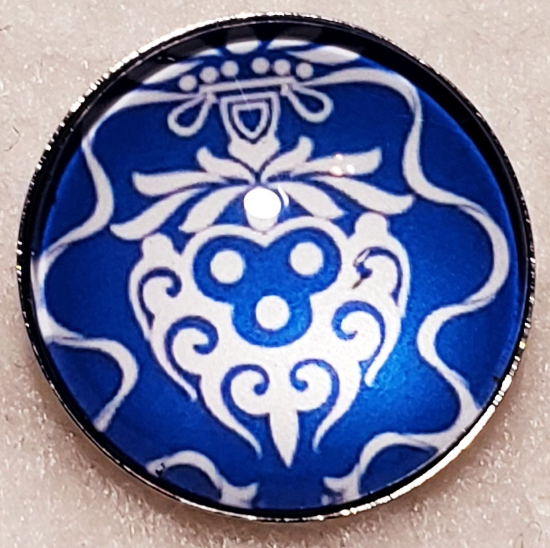 18mm/20mm Blue and White Abstract Design Glass Dome Snap (1820-9479A)