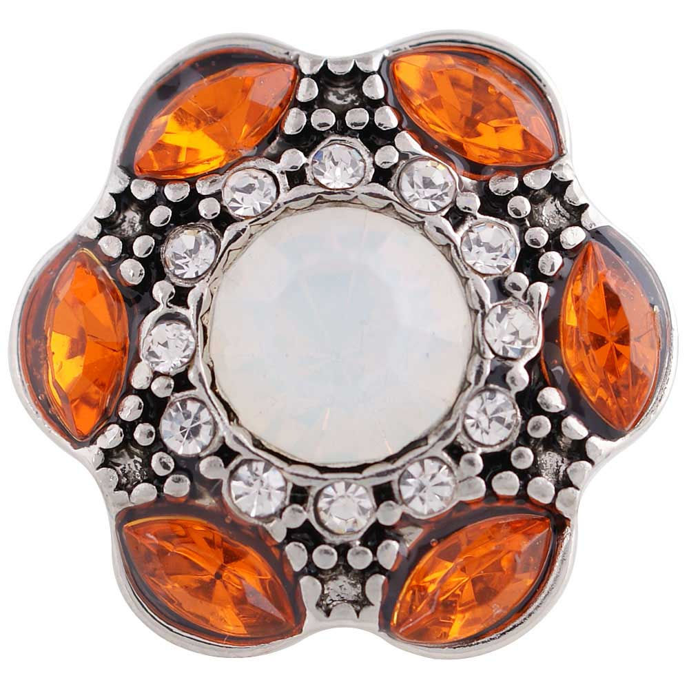 18mm/20mm 6-Point Orange and White Stones Snap (1820-9681-E4)