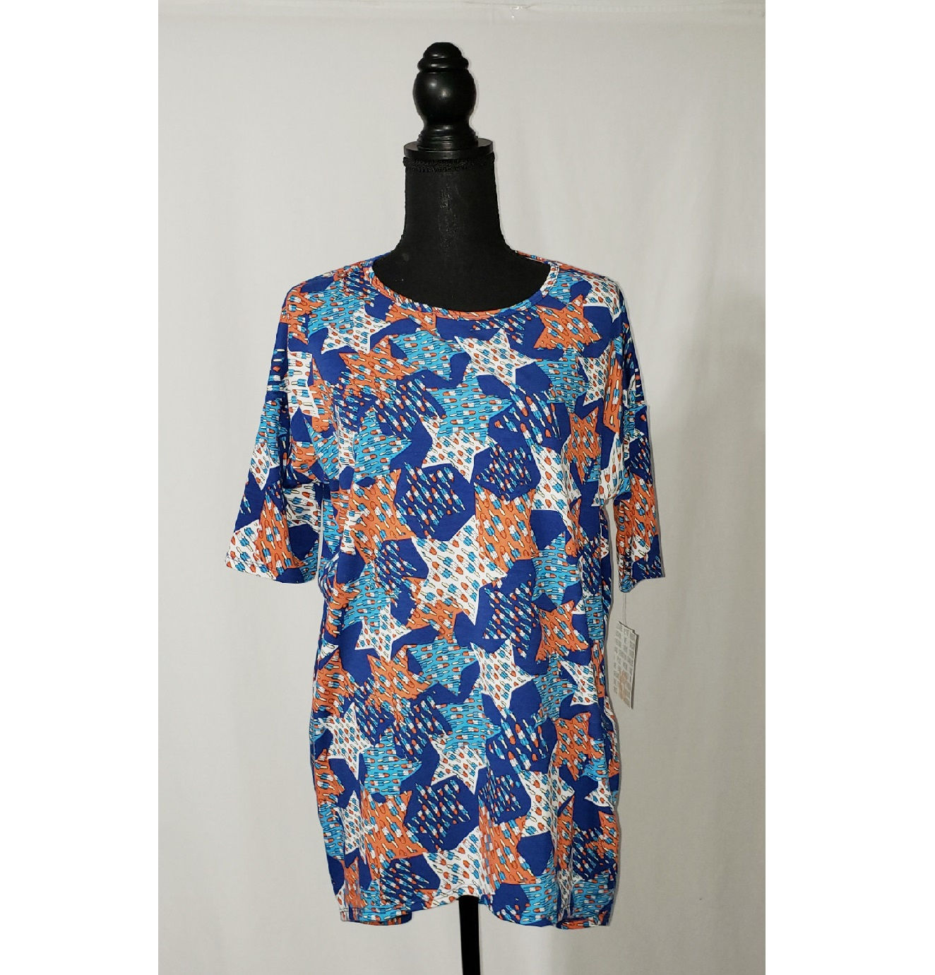 LuLaRoe Irma Red, White, Blue Popsicles in Stars Shirt (7040-IRMA-XSMALL)