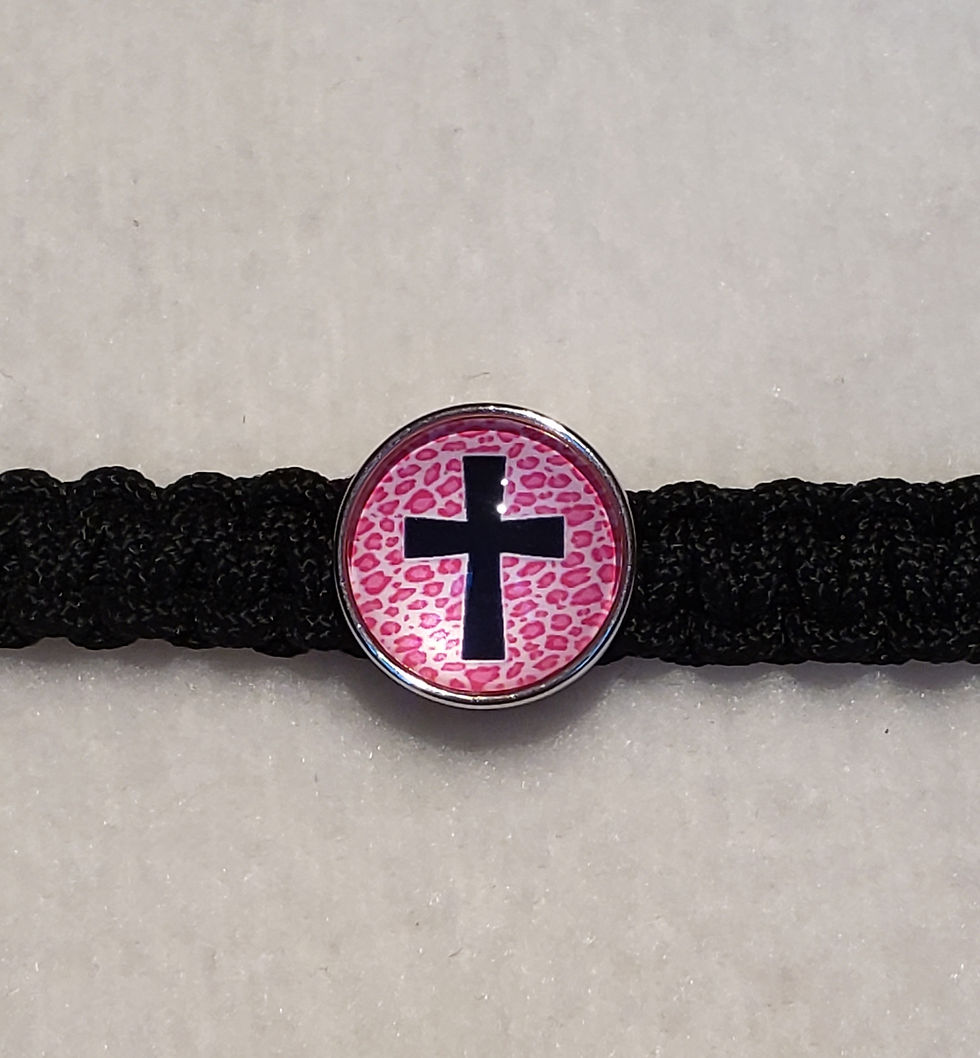 Thumbnail: 18mm/20mm Cross w/Pink Leopard Background Glass Dome Snap (1820-0644-E6)