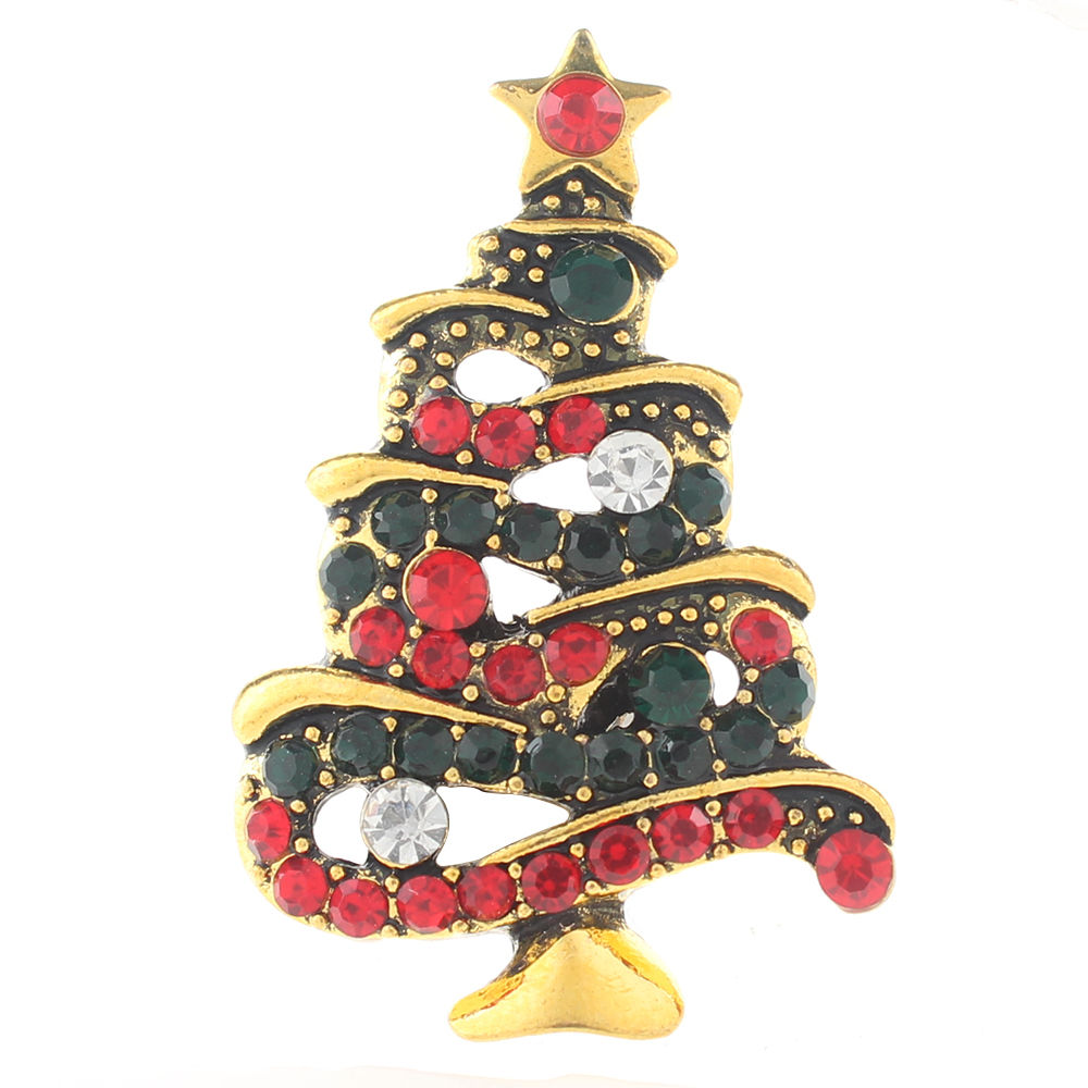 18mm/20mm Gold Christmas Tree w/Rhinestones Snap (1820-5816J-E4)